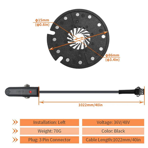 D12 Bike Magnets Pedal Assist Sensor For Ebike Left Crank No Fuss Install PAS Sensor With Dual Hall Sensors Waterproof Plug Option SM Plug Compatible Today