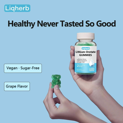 Lithium Orotate 5mg Gummies For Mood Support And Stress Management Vegan Sugar Free Non GMO Gluten Free Grape Flavor 60 Count