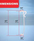 Dead Simple 3.5 Inch Clear Valance Clips For Window Shades 5 Pack dimensions shown on a blue background with clear plastic clip measurements.