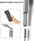 Go-To Magnetic 24 In 1 Precision Screwdriver Set with various magnetic bits shown in use.