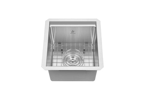 Dope Workstation Style Undermount Stainless Steel Kitchen Sink With Grid And Cutting Board, Single Bowl, 304 Stainless, 17 By 17, Includes Strainer And Clips, Built For Busy Home Kitchens