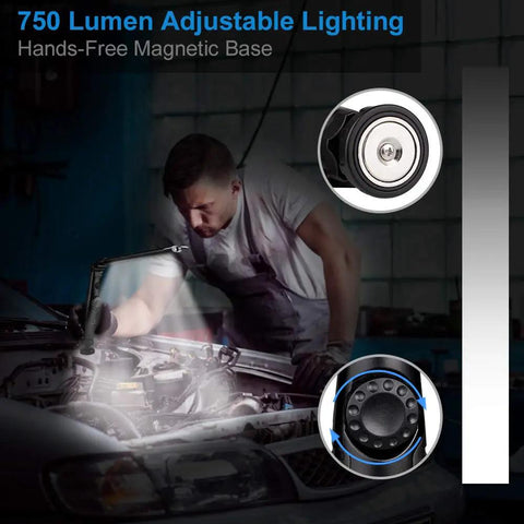 Mechanic using Beast Bright Rechargeable LED Work Light 750 Lumens with magnetic base during car repair