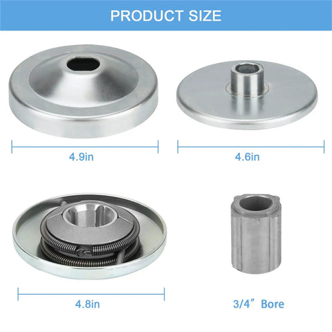 Driver Pulley Replacement for 30 Series Go Kart and Mini Bike Torque Converter Clutch with 3/4 inch bore, product dimensions