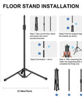 Installation guide for Pro Grade Studio Microphone Isolation Shield With Pop Filter And High Density Foam, adjustable stand setup.