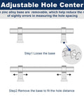 Diagram showing adjustable hole center for 5 Pack Polished Chrome Acrylic Cabinet Pull Handles For Kitchen Drawers And Bathroom Cabinets.