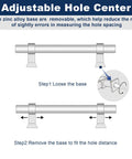 Level Up Your Home Game With This 5 Pack Of 5 Inch Center To Center Acrylic Cabinet Handles And Super Sleek Polished Chrome Drawer Pulls For Kitchens And Dressers - Adjustable hole center illustration showing step-by-step adjustment.