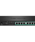 Front view of 8 Port Gigabit PoE Plus Switch With 65W Power Budget, 16 Gbps Switching, fanless, black casing, and Ethernet ports visible.