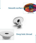 Dope Stainless Steel Cabinet Knobs Featuring A Knockout Multicolor Quilt Design With Hella Smooth Pulling Action And Hefty Durability For Real Deal Kitchen Or Furniture Upgrades. Close-up of smooth stainless steel surface and colorful quilt design.