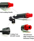 Features of Handy 300W Heat Gun With Dual Temperature 392F And 662F, including anti-scalding handle, metal bracket, and cooling vent.