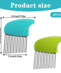Two crinkle cutters with stainless steel blades and teal and lime plastic handles; 2-pack veggie and fruit slicers