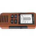 WALFRONT 3 Mode Stud Finder Wall Scanner, LCD Backlit Display with Auto view from above showing control buttons and display.