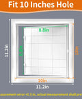 Built Tough Drywall Access Panel 10 By 10 Inch Plastic Wall Hole Cover For Ceiling Plumbing dimensions showing fit for 10 inch hole.