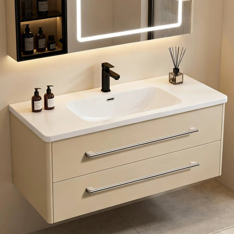 Bathroom vanity with Extra Long 24 Inch Cabinet Handles Set For Wide Drawers And Doors, brushed nickel, single handle design