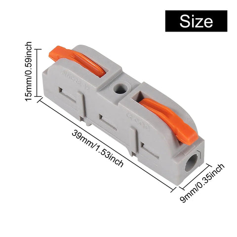 Rock Solid Sixty Piece Quick Connect Lever Wire Connector Kit Tool Free Insulated Butt Splice And Inline Terminals dimensions 39mm x 15mm x 9mm
