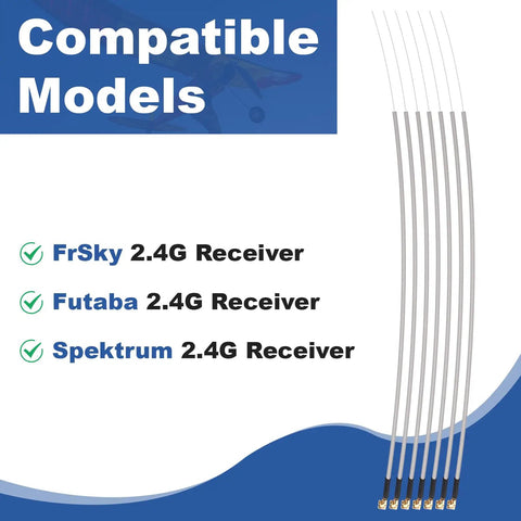 20 Pack 2.4G Receiver Antennas With IPEX Interface 15cm Replacement For RC Drones and Aircraft Compatible With FrSky Futaba Spektrum