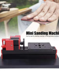 Fesjoy Mini Sanding Lathe Polishing Tool 24W Woodworking Machine for Metal Plastic And DIY Crafts High Speed 20000Rpm side view with sanding block