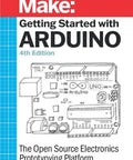 Top Shelf Electronics Learning Kit For Absolute Beginners With Straight Up Step By Step Guides featuring Arduino board on book cover with instructions.