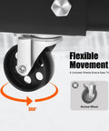Close-up of a swivel wheel on the Shop Ready 2 Ton Folding Hydraulic Engine Hoist, showcasing 360-degree flexible movement.