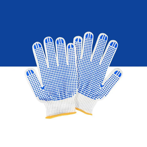 Blue dotted work gloves from 5 Piece Square Notched Trowel Set With Pro Grade Stainless Steel Trowels And Margin Flooring Trowel For Masonry