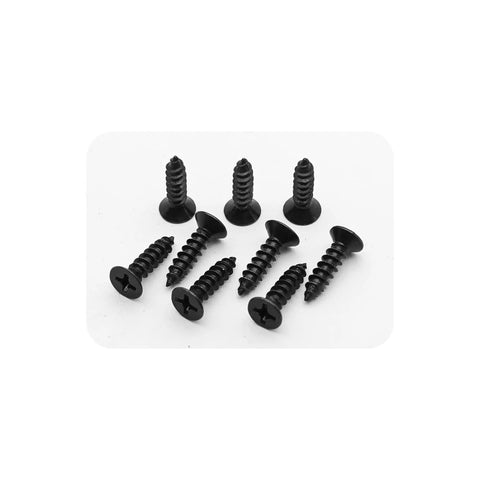 100 Piece Pack Of Size 6 By Half Inch Black Phillips Flat Head Wood Screws Hard Carbon Steel Self Tapping Fasteners displayed in a group.