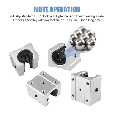 SBR20 Linear Rail Kit 3000mm With Four 1500mm Rails Eight SBR20UU Blocks Four Dowel Pins Adjustment Handles And Mounting Screws