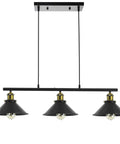 3 Light Kitchen Island Pendant Light Fixture Dope Farmhouse Linear Hanging Lighting Industrial Chandelier Matte Black Finish For Kitchen