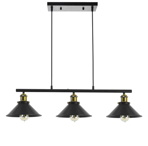 3 Light Kitchen Island Pendant Light Fixture Dope Farmhouse Linear Hanging Lighting Industrial Chandelier Matte Black Finish For Kitchen