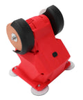 Heavy Duty Badass Mini Bench Grinder Featuring Dual 70 Mm Wheels Kicking Out 5500 Rpm For Rad Metal Shaping And Deburring Using Any 18V Battery Pack For Your Workshop in red with dual grinding wheels.