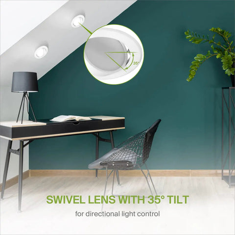 Gimbal 4 Inch LED Recessed Lights With Adjustable Color Temperature 3000K 4000K 5000K, 110 Degree Beam, in modern room setup