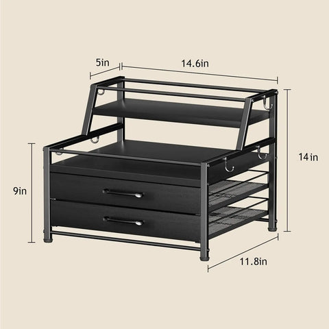 4 Tier Coffee Syrup Rack Organizer With Room For 8 Syrup Bottles And 84 Coffee Pods Perfect Countertop Bar Station Black