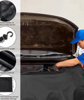 Rock Solid Magnetic Fender Work Covers For Tesla Cybertruck strong magnets securing a mechanic's hood during repairs.