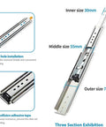 Heavy Duty Drawer Slides With Secure Locking Mechanism Industrial Furniture Hardware Rails 30mm, 55mm, 76mm sizes for cabinets.