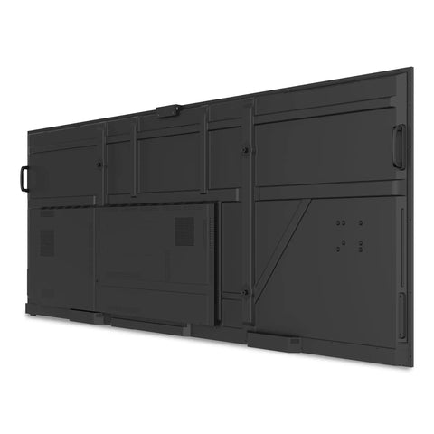Back view of Rock Solid 105 Inch 5K UHD Ultrawide Digital Signage Display showcasing sturdy design and mounting features.