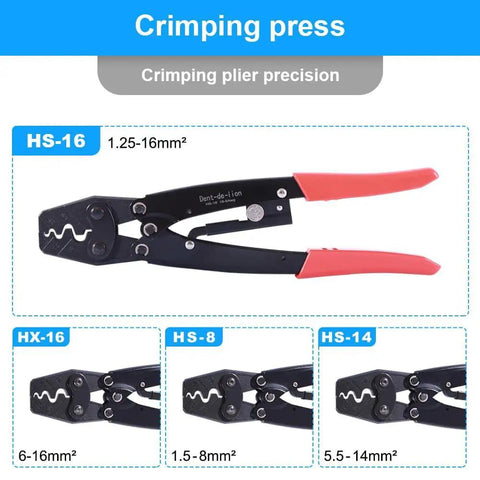 Beefy Heavy Duty Crimping Pliers For 50 Amp 600V Terminals All Purpose Crimp Tool For 1.25 To 16 Mm2 Wires HS-16 Cable