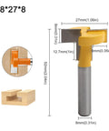 Premium Orange T-Slot Milling Cutter With 8x27mm Carbide Edge for precision cutting in woodworking, featuring 8mm diameter and 27mm length.