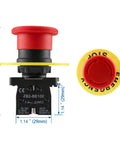 Beefy 22mm Push Button Switch With Two NC Contacts Red Mushroom Emergency Stop LED Indicator 600V 10A Latching Type