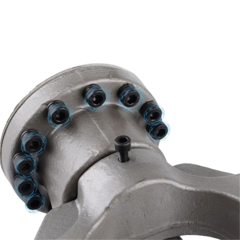 Close-up of AOXHUGB Portable Electric Steel Rebar Bender And Cutter Rb22 model's metal casing with bolt holes.