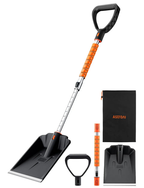Lightweight Plastic Snow Shovel With Extendable Handle for Driveways and Cars Rugged Yet Portable Easy Buckle Assembly