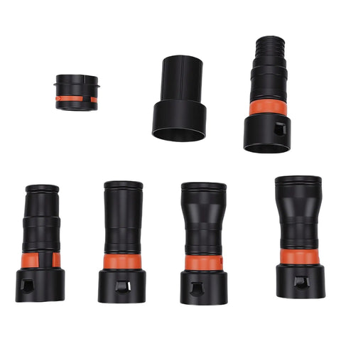 Gowenic 7 Pc Dust Collection Hose Adapter Kit, Quick Swap Rotating Clamps, multiple sizes and shapes visible.