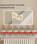 Super Heavy No Drill Radiator Shelf Bracket Wall Mount Support for Home Office Top Notch Aluminum Build holding water bottles.