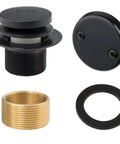 Tip Toe Bathtub Drain Stopper Kit With Two Hole Overflow Faceplate Replacement Bath Drain Trim Set Universal Fine And Coarse Thread Matt Black Easy To Use Tap To Open Close Design components shown