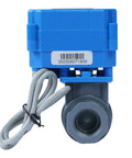 Heavy Duty Half Inch Upvc Motorized Ball Valve With Electric Two Wire Auto Return Switch Full Bore Passageway and 36 Volt AC DC Operation.