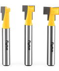 Three Pack Keyhole Router Bits Set With 1/4 Inch Shank Pro Grade Carbide T Slot Router Bits For Woodworking Includes 5/16 3/8 And 1/2 Inch Blade Diameters For Slotting Milling And T Track Projects