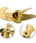 Beefy Four Blade Zinc Alloy RC Boat Propeller with Gold Plated Finish 4mm Shaft 55mm or 60mm Diameter Left or Right Rotation