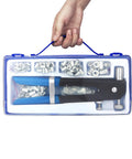 Rivet Nut Tool Kit 136 Pcs Set With M3 M4 M5 M6 M8 Mandrels And 130 Aluminum Ribbed Rivnuts in plastic carrying case.