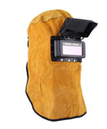 Cowhide Leather Welding Hood With Auto Darkening Lens Pancake Style Welding Helmet Mask For Arc Welding Heavy Duty Pro Grade