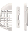 Side view of 4 Inch Outdoor Dryer Hood With Bird Guard And No Fuss Easy Clean Louvers, Universal Fit For Most Dryer Ducts, UV Weather Resistant For Gas Or Electric Dryers, White