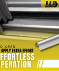 Close-up of Snap On One Quarter Inch Stainless Steel Sliding Glass Door Track Cover Repair for patio doors in use.