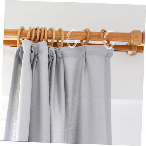 24 Pack Transparent Shower Curtain Rings With Smooth Glide For Roman Rods Flexible Hanging Hooks visible on rod with curtains