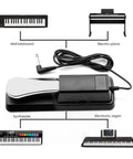 Rock Solid Sustain Pedal For Electronic Keyboards And MIDI Synthesizers Pro Grade Replacement with cable and diagram